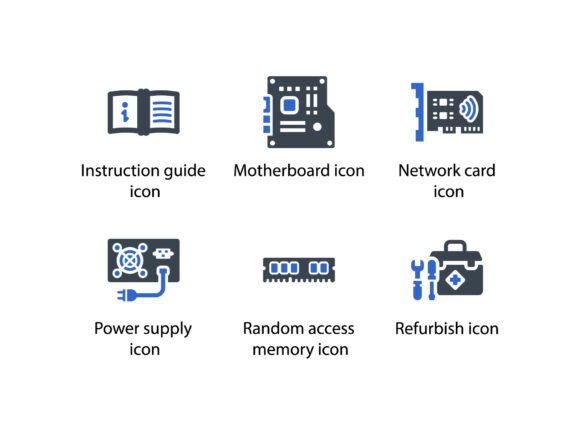 Computer Hardware Icon Set 4: A Versatile Resource for Designers and Developers
